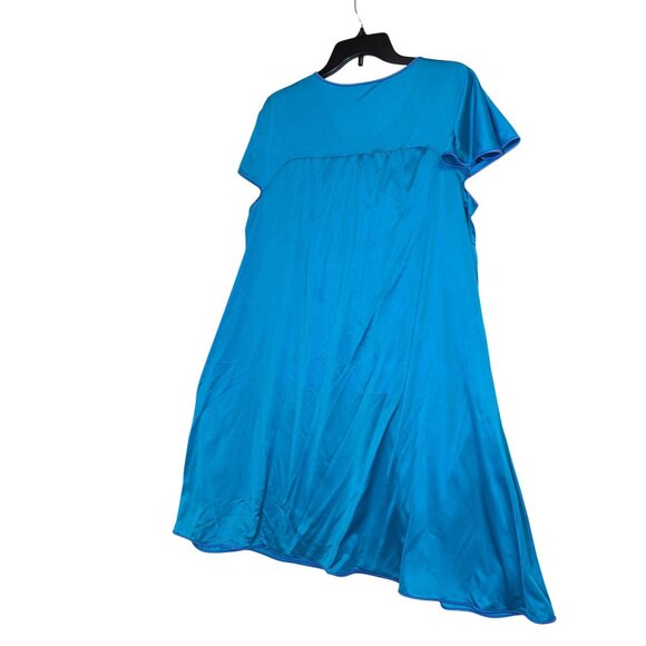 Shadowline Turquoise Nightgown With Embroidered Peacock Feather Design Size L - Picture 5 of 5